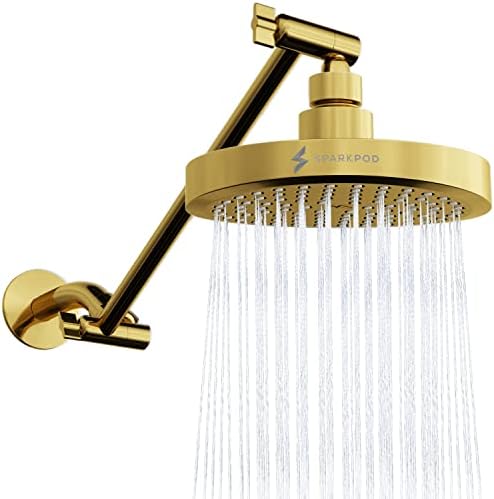 SparkPod 6" Round Rain Shower Head with 11" Shower Arm by SparkPod
