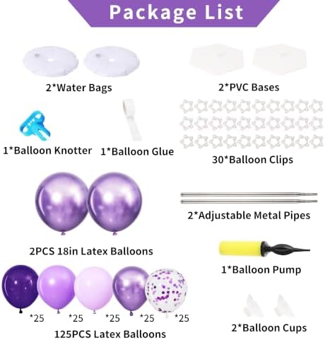 Purple Balloon Column Stand Kit Set of 2 for Floor - Image 3