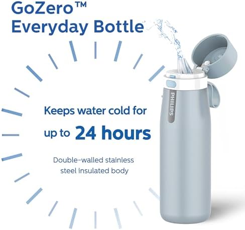 PHILIPS Filtered Water Bottle Stainless Steel Travel Keeps Cold 18.6oz Blue - Image 5