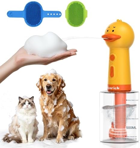 500ml Dog Shampoo Dispenser with Brush, Auto-Mix Duck Foam Sprayer by Homrich
