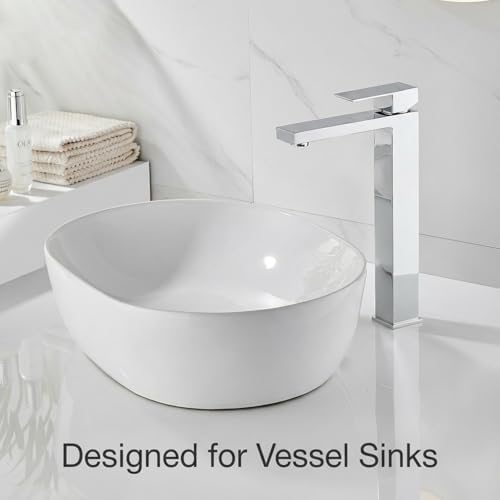 AVSIILE Chrome Vessel Sink Faucet, 1 Hole Single Handle Tall Faucets - Image 2