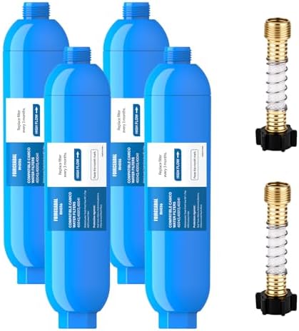RV Water Filter with 2 Flexible Hose Protector, NSF Certified by FOIRCEADAL
