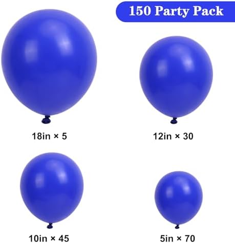 150pcs Royal Blue Balloons Different Sizes 18 12 10 5 Inch, Latex Balloons for Blue Themed Birthday Wedding Baby Shower Party, Grad Anniversary Supplies, Arch Kit Decoration - Image 3