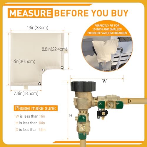 Backflow Preventer Insulated Cover, 13"x12" Vacuum Breaker Valve Pouch - Image 3