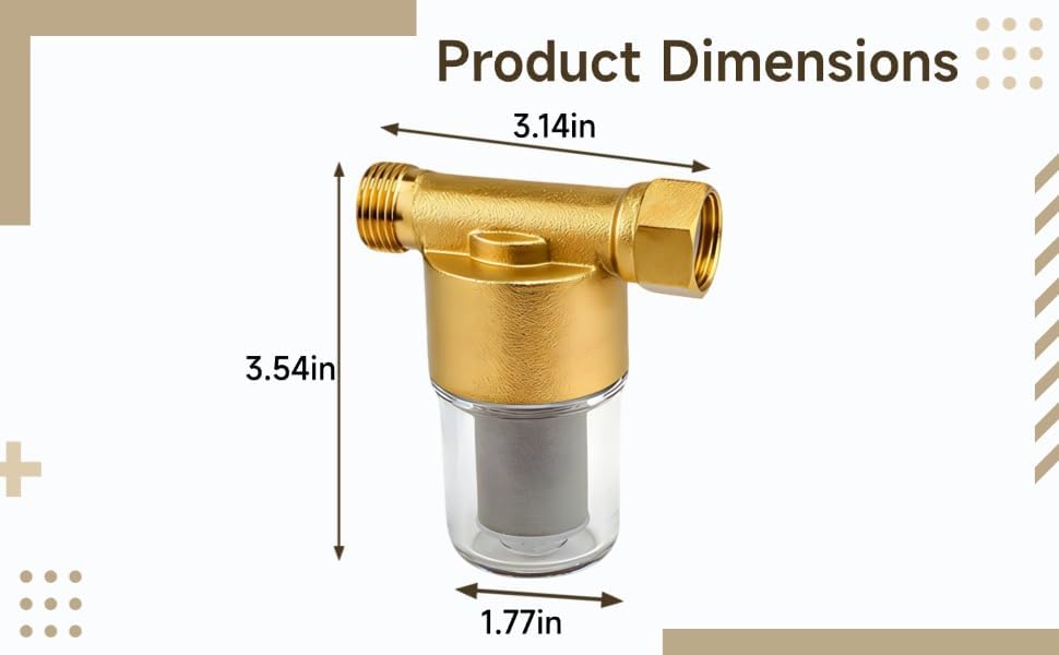 40 Micron Brass Inline Spin Down Sediment Water Filter, Pre-Filter System for Water Heaters, Washing Machines and Faucets, Removes Rust and Scale - Image 6