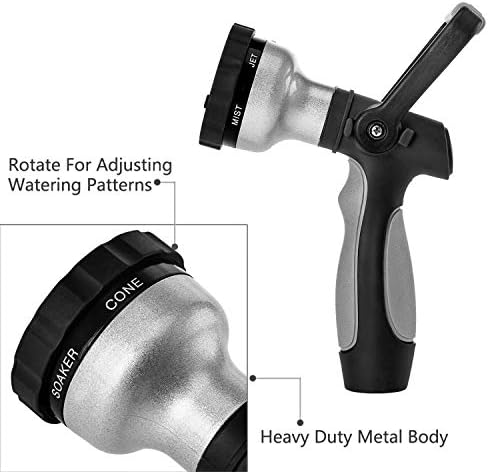 GREEN MOUNT New Patent Garden Hose Nozzle, Heavy Duty Water Nozzle, High Pressure Fireman Style Nozzle with Ergonomic Handle to Water Lawn and Garden, Black - Image 4