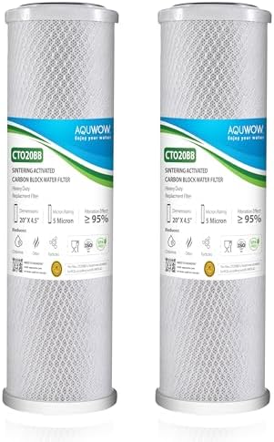 CTO20BB 5 Micron 4.5" x 20" Carbon Block Water Filter Set – Replacement Cartridges for Whole House and Under Sink Systems, Universal Standard Size (2, 20 x 4.5) by YourHealthIsOurPriority