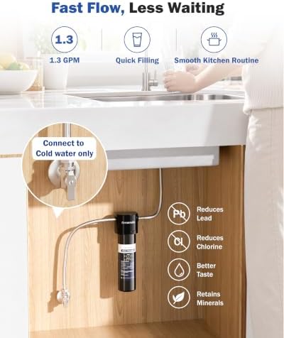 Dreamwills DS10 Under Sink Water Filter System, 1.3 GPM High Flow, 1 Year - Image 4