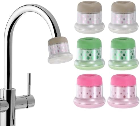 M METERXITY 6-Pack Mushroom Shaped Faucet Water Filter, Brown/Pink/Green by MMETERXITY