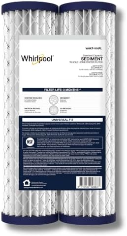 Whirlpool 10" x 2.5" Whole House Sediment Water Filters, WHKF-WHPL Pleated Filter, 20 Micron, NSF Certified Reduces Sand, Soil, Silt & Rust for Standard Filter Housings, 2-Pack by Unknown