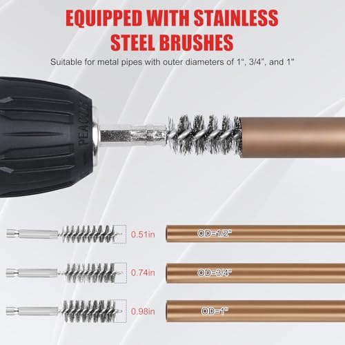 1/2" & 3/4" & 1" Copper Pipe Cleaner for Drill-Quick Rust Removal - Image 6