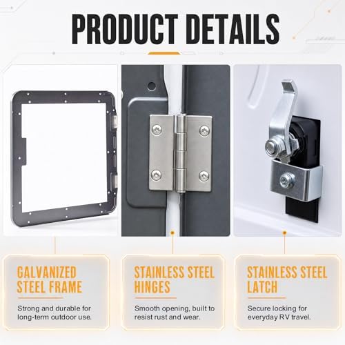 18 x 18 Inch RV Tankless Water Heater Door Kit, Dark Gray Water Heater Access Door for RV Water Heaters, Galvanized Steel, Door Only - Image 5