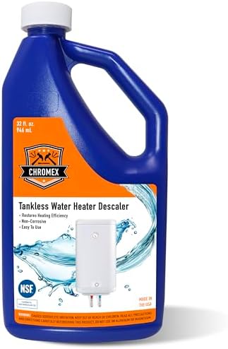 Chromex NSF Certified Tankless Water Heater Descaling Solution | Highly Effective Descaler Restores Heating Efficiency, Quart, 32 fl oz (1) by Chromex