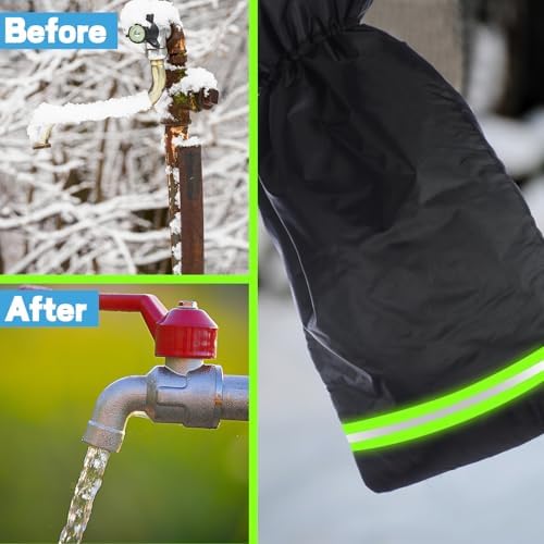 Zonon 6 Pcs Outdoor Faucet Cover Rv Park Water Hydrant Insulated Extended Hose Bib Insulated Sprinkler Freeze Protector Outdoor Winter Pipe Spigot Cover for Wall Taps (35" X 15") - Image 3