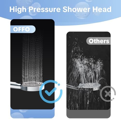 OFFO High Pressure Shower Wand with Filter, 20 Stage Handheld Shower Head with Filters for Hard Water, 6-Mode Shower Head to Remove Chlorine, Chrome - Image 3