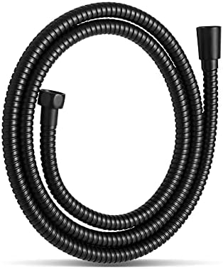 OFFO Shower Hose, 48 in Kink Free Stainless Steel Shower Hose Attachment Electroplating Handheld Shower Head Hose Flex Hoses Extension with Brass Insert & Nut for Pet Bathing Cleaning, Matte Black by OFFO