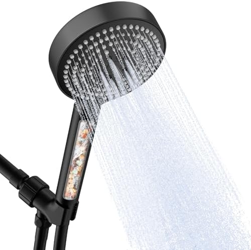 OFFO Filtered Shower Head with Handheld, 20 Stage Shower Head with Filters for Hard Water with 60" Stainless Steel Hose & Holder, 6 Modes High Pressure Shower Head to Remove Chlorine, Matte Black by OFFO