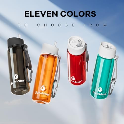 SurviMate Purified Water Bottle for Camping, Hiking, Backpacking and Travel, BPA Free with 5-Stage Intergrated Filter Straw - Image 6