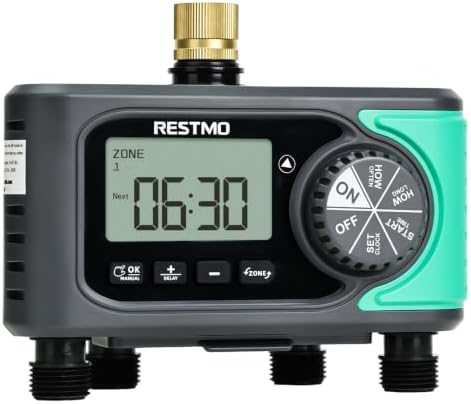 RESTMO 4-Zone Sprinkler Timer, Programmable Water Timer for Garden Hose by Restmo