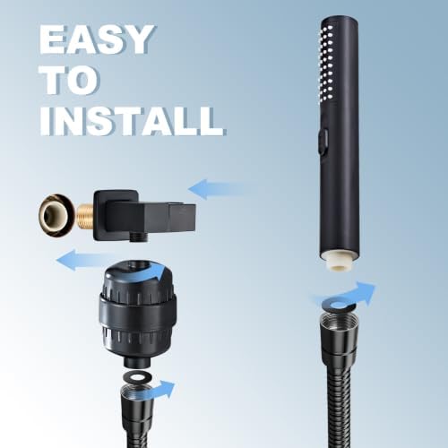 Matte Black Filtered Handheld Shower Head with Hard Water Filter, Cylindrical High Pressure Hand Held Showerhead with Hose & Holder, Built-in Power Wash for Bathroom - Image 2