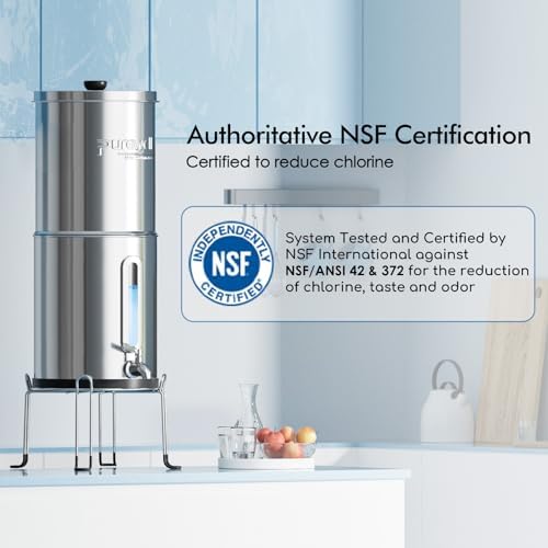 Purewell 2.25G Gravity Water Filter System with Water Level Window, 7-Stage 0.01μm Ultra-Filtration Countertop System with 4 Filters and Stand, Reduce Fluoride & Chlorine, Up to pH 9, PW-KS-FT - Image 2