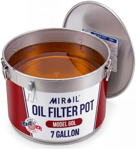 MirOil Oil Grease Bucket and Filter Pot, Silver Color, Size, 7 Gallon by MirOil
