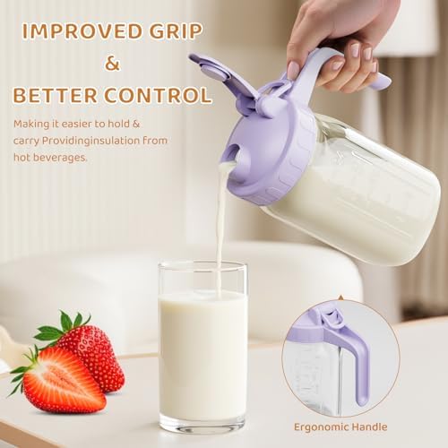 32 oz Breast Milk Pitcher, Glass Mason Jar Pitcher with Lid - Image 3