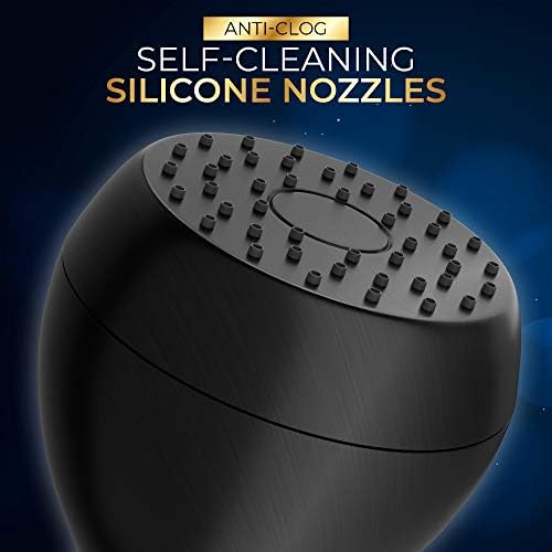 High Pressure Shower Head - Powerful Deluxe Bathroom Showerhead with Strong Spray Stream and Small Silicone Nozzles - Universal Fit Works with High and Low Water Flow Showers (Matte Black)-1.8 GPM - Image 4