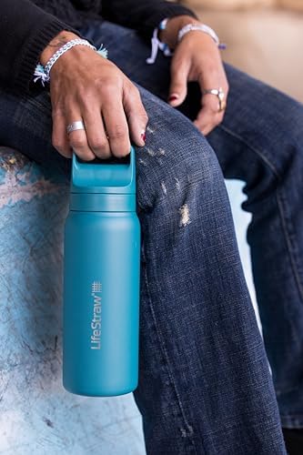 LifeStraw Go Series Insulated Steel Water Filter Bottle, 24 oz, Laguna Teal - Image 5
