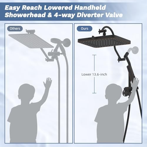 Hibbent 5-Mode 13" Shower head, 4-Mode Handheld Spray Oil-Rubbed Bronze - Image 4