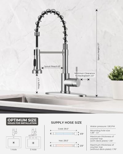 WEWE Utility Sink Faucet with Sprayer, Pull-Down, Polished Chrome, High Arc - Image 2