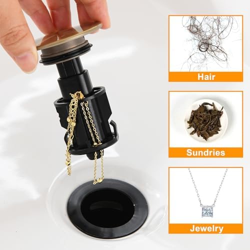 TIORIY Bathroom Sink Stopper Without Overflow, Sink Drain Brushed Gold - Image 5