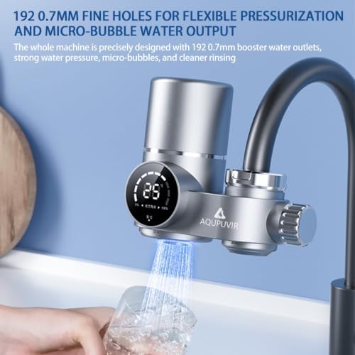 AQUAPUVIR Water Filter For Sink Faucet, LED Sink Water Filter 99% Filtration | Removes Impurities Tap Water Purifier Fits Standard Faucets, Water Filter with1/2 filter element - Image 7