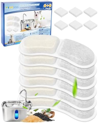 6+6 Pack Filters for Cat Water Fountain Fit for Petlipo 2.5L/85oz by MyfatBOSS