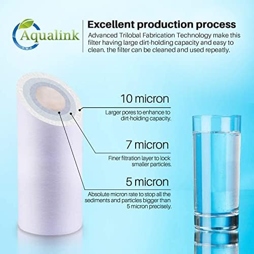 AQUALINK 5 Micron 10" x 2.5" Whole House Sediment Home Water Filter, Replacement for Aqua-Pure AP110, Dupont WFPFC5002, CFS110, WHKF-GD05, Culligan P5 4Pack - Image 2