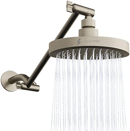 SparkPod 6" Round Rain Shower Head with 11" Shower Arm by SparkPod