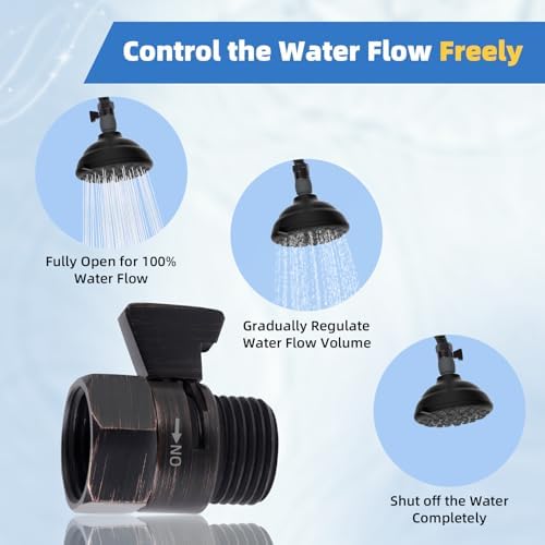 Hibbent All Metal 1 Pack Shower Head Flow Control Valve, G1/2 Brass Shut-off Valve with Handle Lever, Shut OFF Water Flow Control Regulator for Handheld Shower, or Bidet Sprayer, Oil-Rubbed Bronze - Image 5