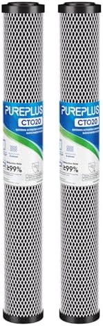 PUREPLUS 5 Micron 20" x 2.5" Whole House CTO Carbon Water Filter 2 PACK by PUREPLUS