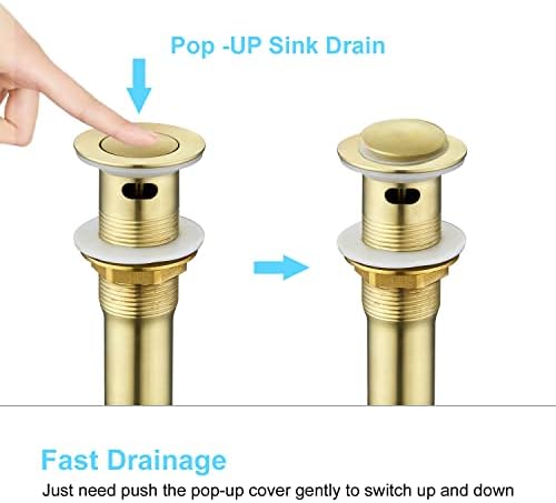 CREA Bathroom Sink Drain, Bathroom Sink Stopper with Drain Hair Catcher Pop Up Drain 1 1/2" for Bathroom Vanity Kitchen Sink with Overflow, Gold - Image 5