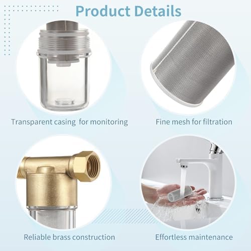 Sediment Water Filter, Inline for Washing Machine, Anti-Clogging, 3.7X3.3X2.0 in - Image 5