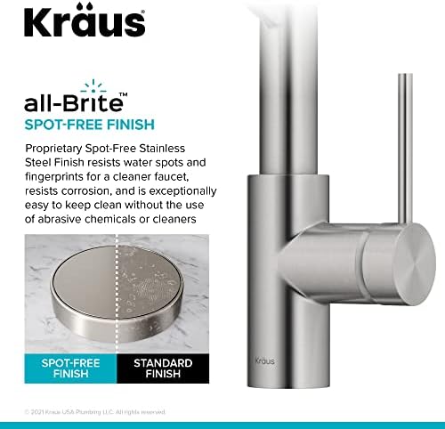KRAUS Oletto Commercial Style Single Handle Pull Down Kitchen Faucet with QuickDock Top Mount Installation Assembly in Spot Free Stainless Steel, KPF-2631SFS - Image 5