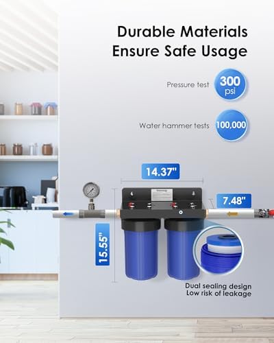 Waterdrop Whole House Water Filter System, with Carbon Filter and Sediment Filter, 5-Stage Filtration, Highly Reduce Lead, Chlorine, Odor and Taste, 2-Stage 5 Micron WD-WHF21-PG & WD-WF10PG Filters - Image 5