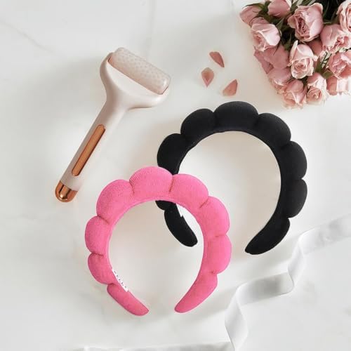 Bella Sleep + Spa Puffy Makeup Headband - Soft Microfiber Spa Headband for Washing Face - Padded Non-Slip Facial Skincare Hairband for Women & Teens, One Size - Image 3