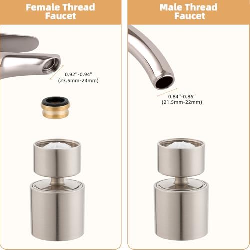 Hibbent cUPC Certified 360° Swivel Aerator with 2-Flow, Brushed Nickel - Image 4