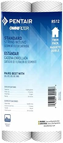 Pentair OMNIFilter RS12 Sediment Water Filter, 10-Inch, Standard Whole House String Wound Sediment Replacement Filter Cartridge, 10" x 2.5", 20 Micron, Pack of 2 by PentairOmniFilter