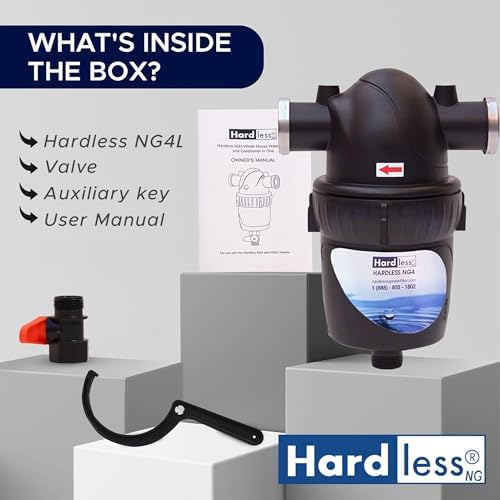 Hardless NG4 Whole House Water Filter - Salt-Free Softening Device - Reduces Limescale, Sediment & More - Compact, Easy to Install - Comes w/ 1" Inlet/Outlet- Filtration System for Hard Water - Image 4