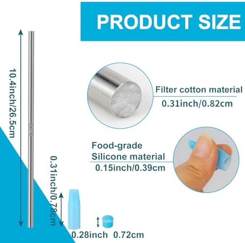 Personal Water Filter Straw, Reusable Stainless Steel Water Filter Drinking Straw Portable Outdoor Emergency Survival Gear for Hiking, Camping, Travel, Hunting & Fishing (Small) - Image 3