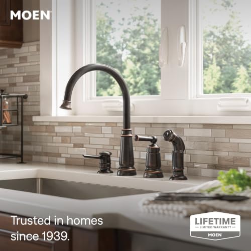Moen 87042BRB Mediterranean Bronze High Arc Kitchen Faucet with Soap Dispenser - Image 2