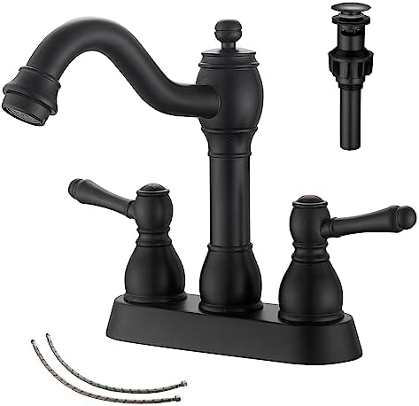 Matte Black Bathroom Faucet, 2 Handles, 4 Inches Centerset by GGStudy