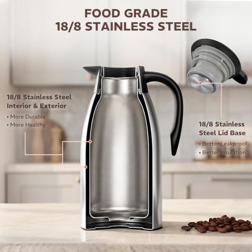 Thermal Coffee Carafe for Keeping Hot – 68OZ Insulated Camping Coffee Pot - Image 3